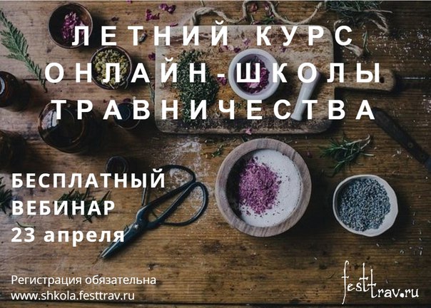 Дорогие друзья! Как вы уже знаете, я решила открыть школу о травах своей мечты и я ее таки открыла! Занятия в онлайн-школе травничества Shkola.FestTrav.ru идут полных ходом и скоро мы будем набирать новый поток студентов-травников!
