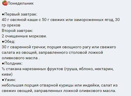 Диетическое меню на неделю  